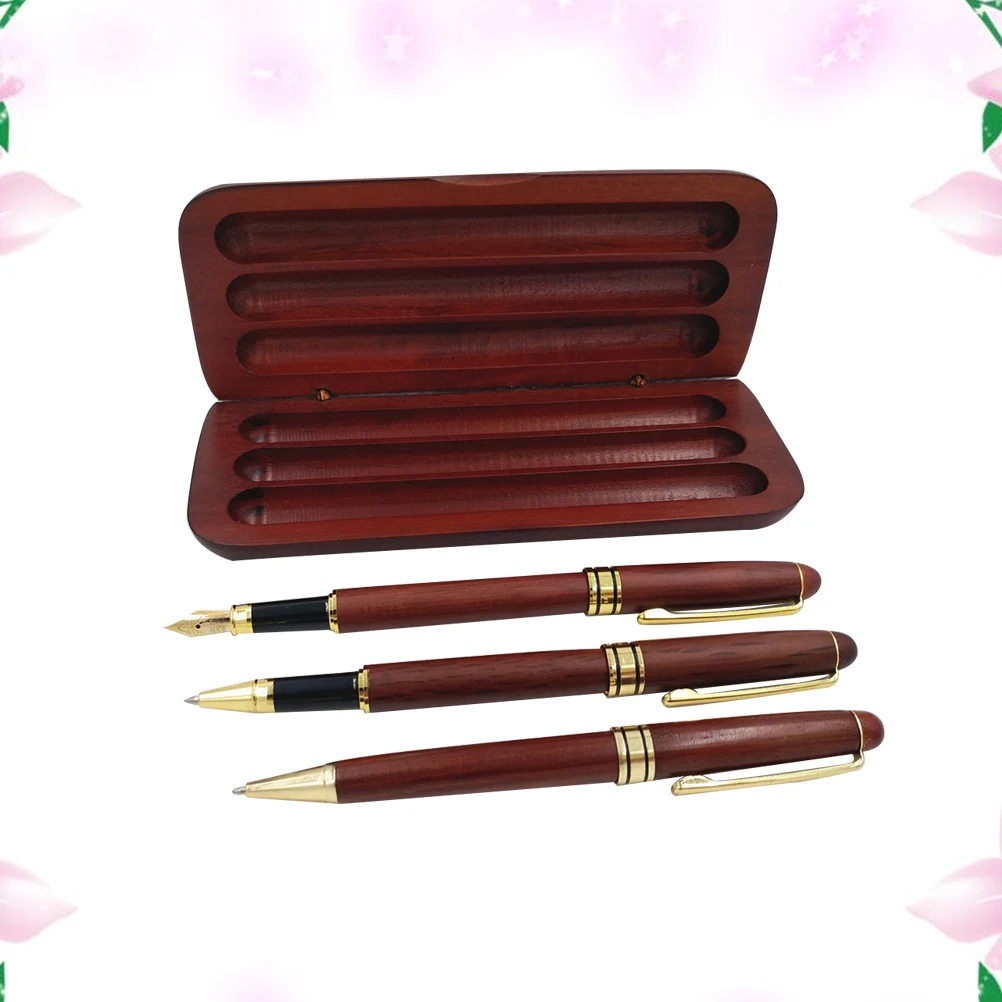 

3pcs Pen Set Elegant Fountain Ballpoint Gel Pens Gift Case Stylish Desk Ballpoint Pens Office Supplies Students