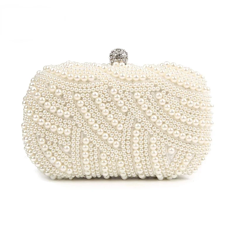 Women Purse Ladies white Hand Bags Pearl Clutch Bags Evening Bags for Party Wedding black Shoulder Bag Bolsa Feminina