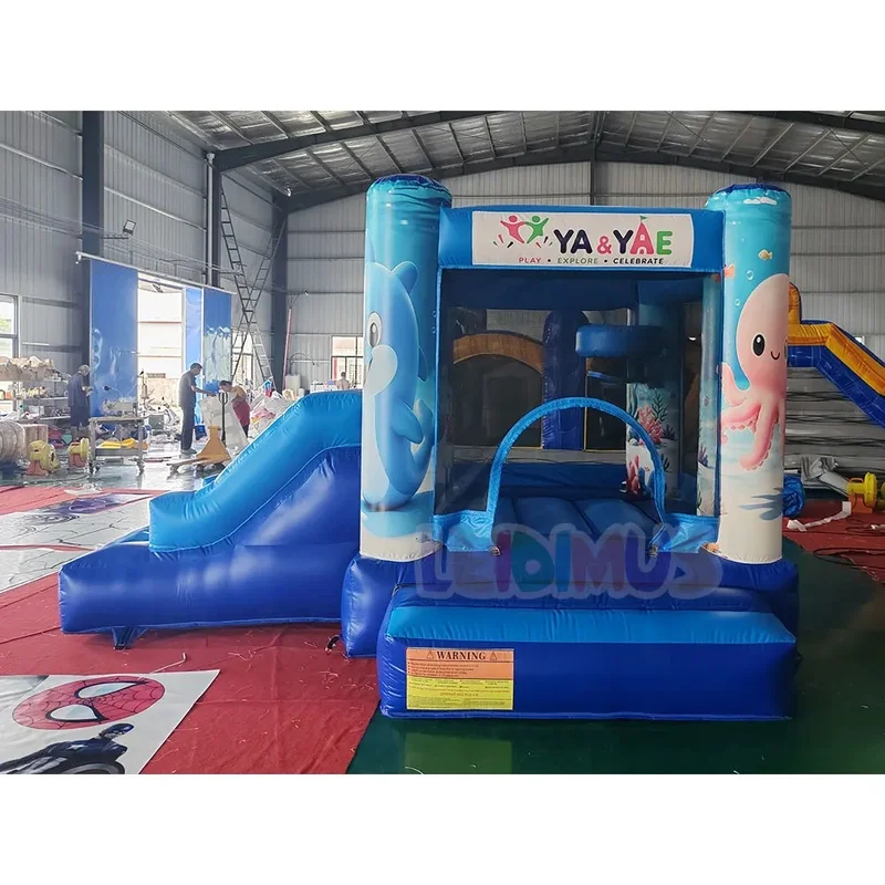 Ocean Underwater World Theme Inflatable Bouncy Castle Combo Kids Jumper Bounce House With Slide for Backyard Party Rental
