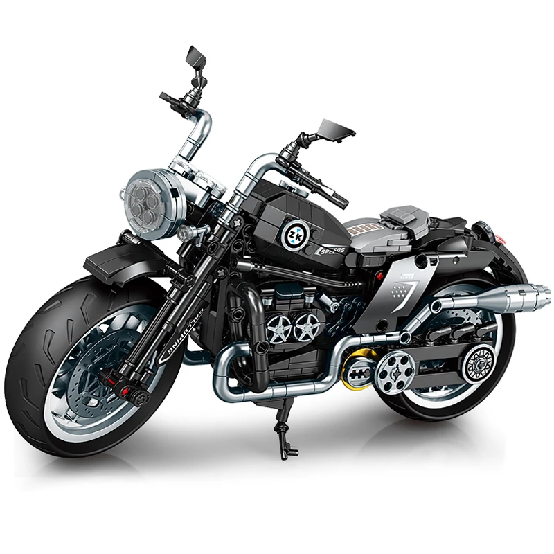 

Retro Cruiser Motorcycle Building Blocks Set With Stand DIY Assembly Bricks Model Kit Construction Toy Birthday Gift