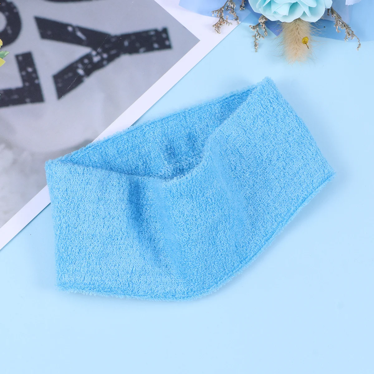 

Небесно-голубая тканевая повязка на голову для йоги, регулируемая спортивная повязка на голову, повязка на голову для спа, повязка для макияжа, многоразовая моющаяся эластичная повязка для волос