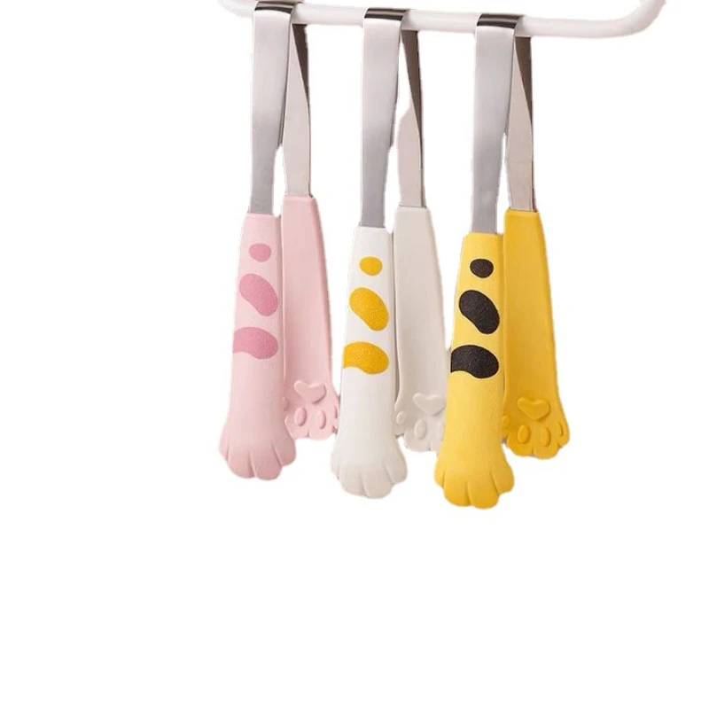 Cat Paw Shape Food Tongs Cartoon Meal Tongs Silicone Food Clips Barbecue Tongs Sandwich Baking Clip Kitchen Utensils