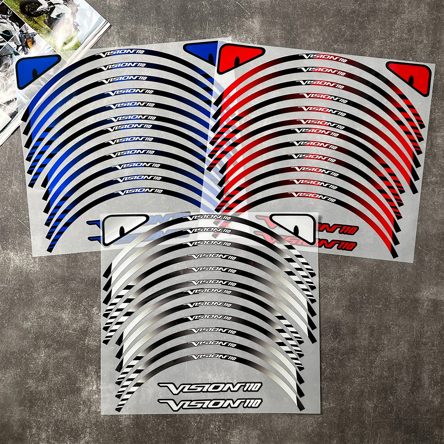 For NSC Vision 110 110cc 16″ 14'' Reflective Motorcycle Wheel Hub Stickers Moto Scooter Rim Inner Ring Vinyl Accessories Decals
