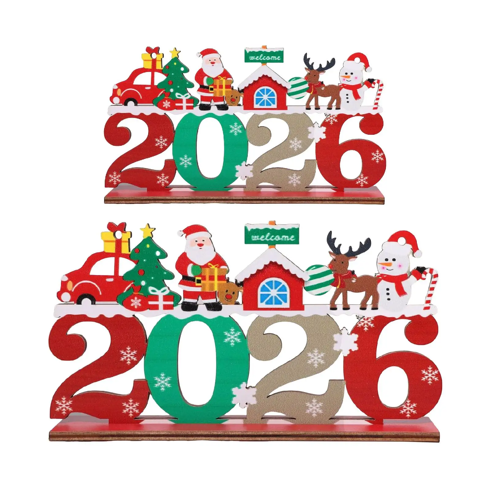 2026 Christmas Wooden Ornament Desktop Decoration Cute Attractive Gift Wood Xmas Ornament for Bedroom Home Indoor Living Room
