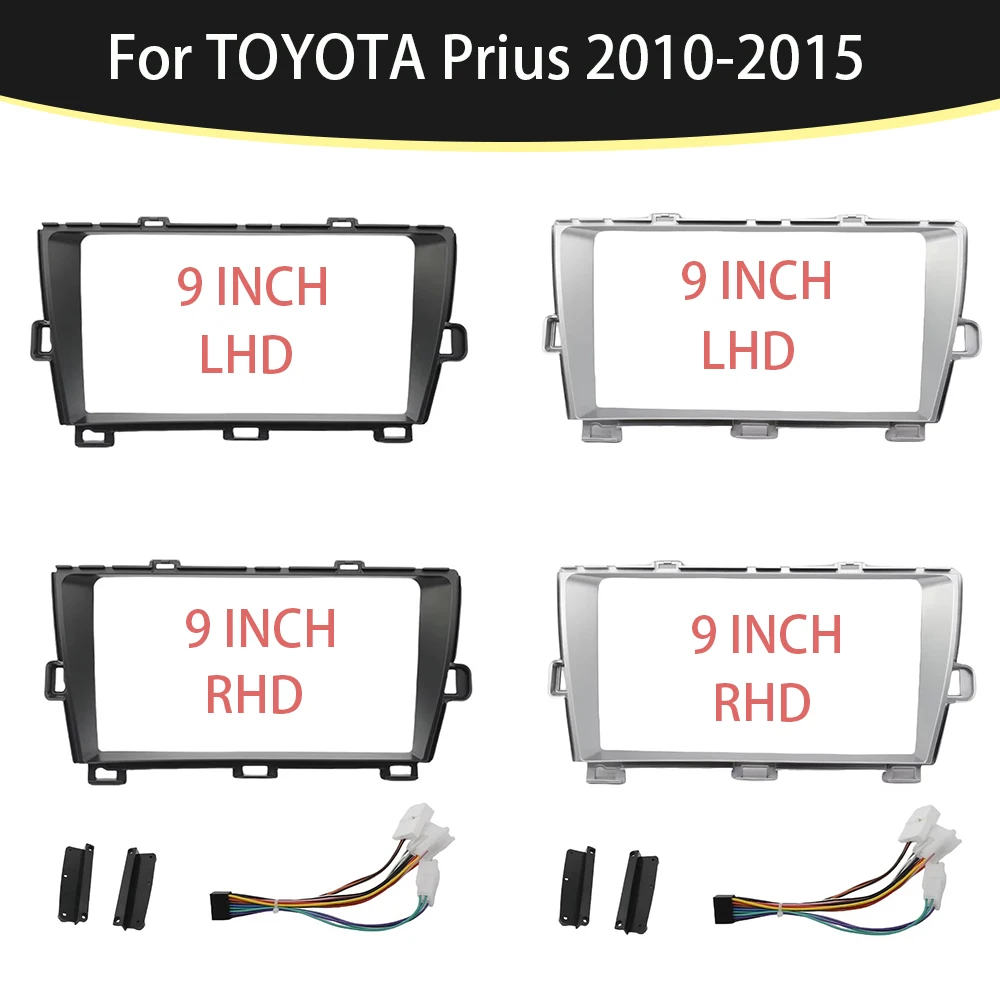 9 inch Car Radio Fascia Panel For TOYOTA Prius 2010-2013 Left black stereo Frame