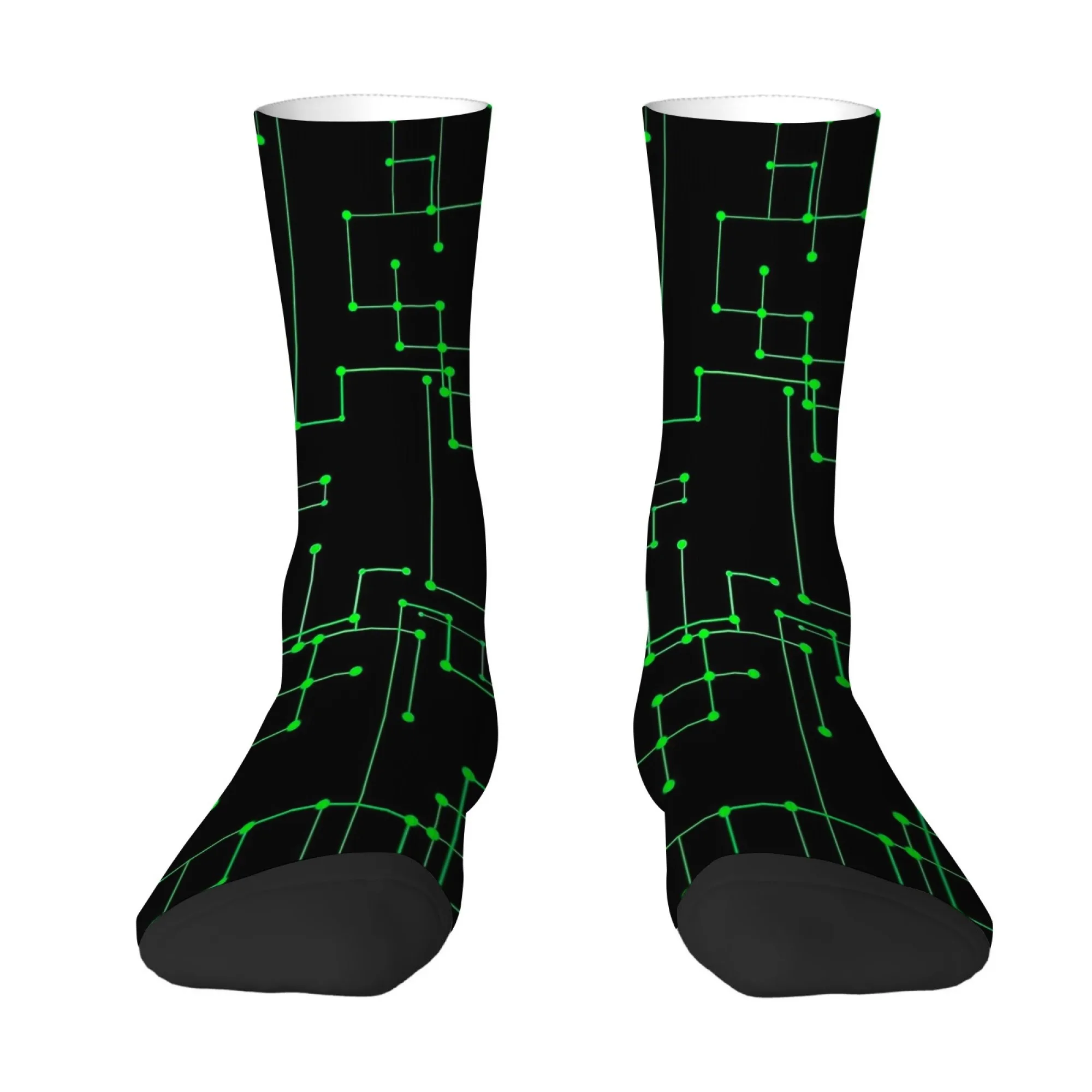 Fun Fluorescent Green Light Print Men's Socks Comfortable Breathable Non-slip Socks Quirky Unique Harajuku Hip-hop Outdoor Socks