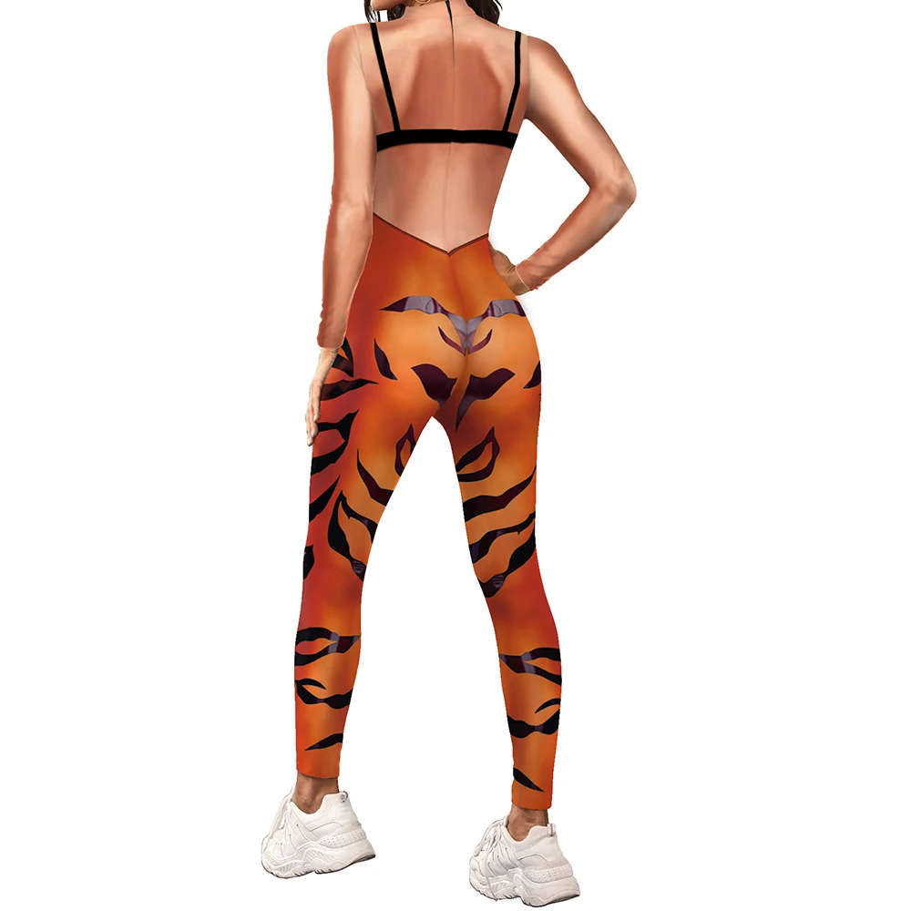 Holiday Party Animal Printing Cosplay Costume Halloween Sexy Bodysuit Women Fashion Disguise Oufit Stage Jumpsuit Catsuit