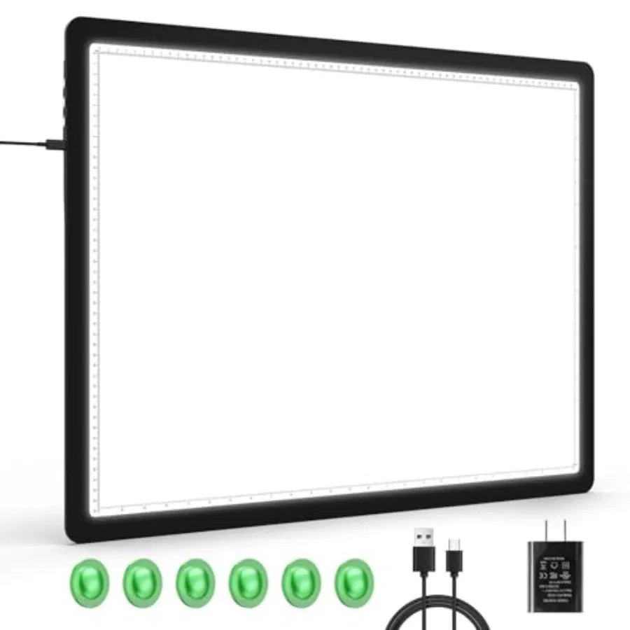 

A2 Light Pad 25.2" x 18.4",Large Magnetic Bright Light Box for tracing, 6 Levels Dimming/3 Color, Physical Buttons, Light Board
