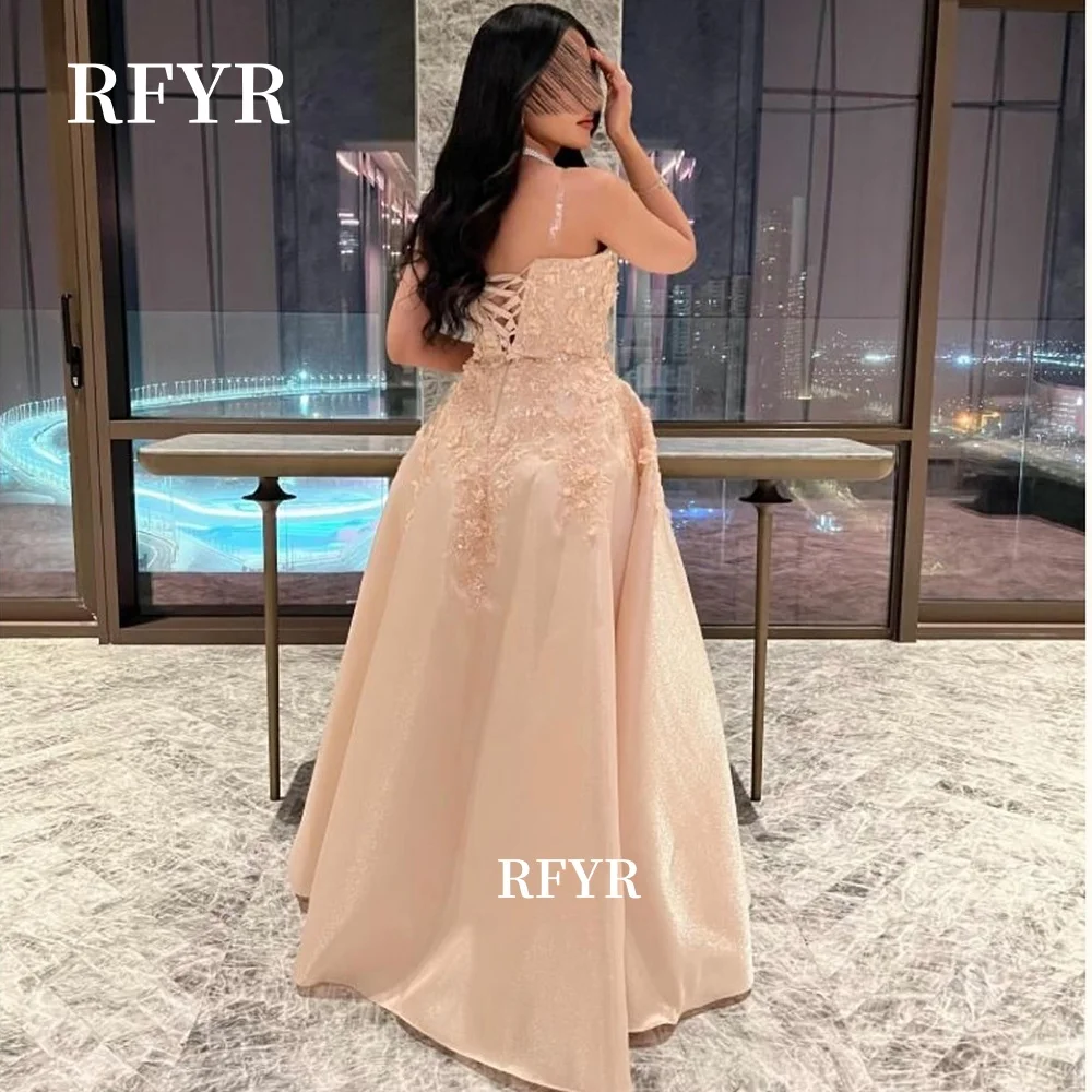 فستان سهرة من RFYR على شكل حرف A من الدانتيل للحفلات فستان الأميرة للنساء العربيات الفاخرة حسب الطلب #2