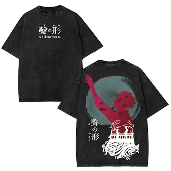 A Silent Voice Anime T-shirt Vintage Washed Oversized T Shirt Men Women Clothing Summer Casual Short Sleeve Cotton Tees Clothes