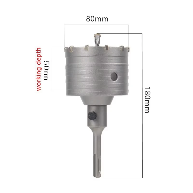 HEDA 80mm foro in lega di carburo di tungsteno per calcestruzzo sega SDS PLUS punta per trapano cava elettrica aria condizionata tubo pietra di cemento