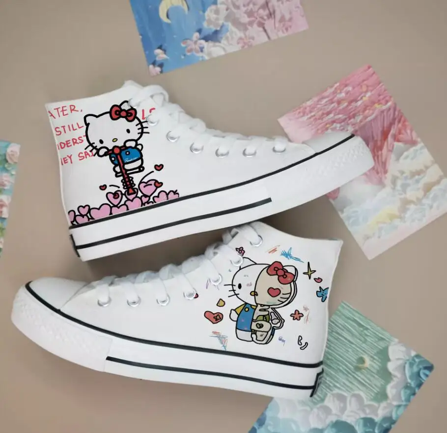 hello kitty Children Canvas Shoes Girls Running Sneakers Spring Fashion Teenager Kids Shoes For Boy Casual Shoes