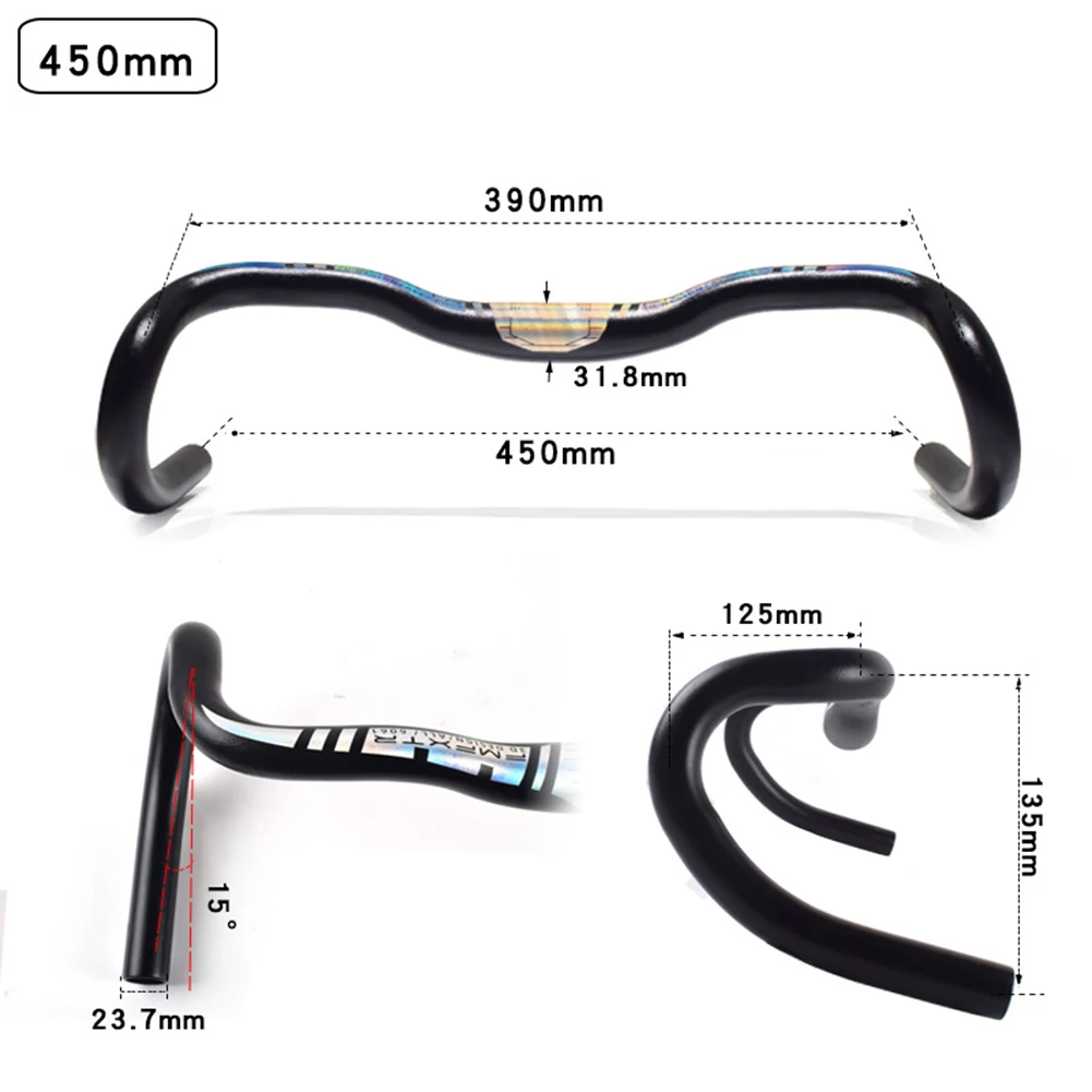 Bicycle Handlebar Road Bike Bent Handlebar Cycling Racing Bike Bent Bar Drop 135mm 31.8mm*420/450/480mm Inner Routing Bike Parts - Image 3