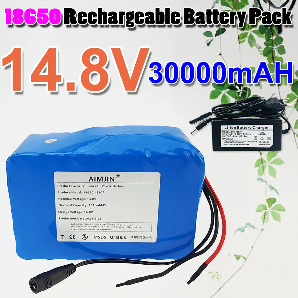 

4S10P 14.8V 30Ah 444Wh 18650 Lithium Battery Pack with BMS for Inverter Smart Robot High-power Equipment Etc