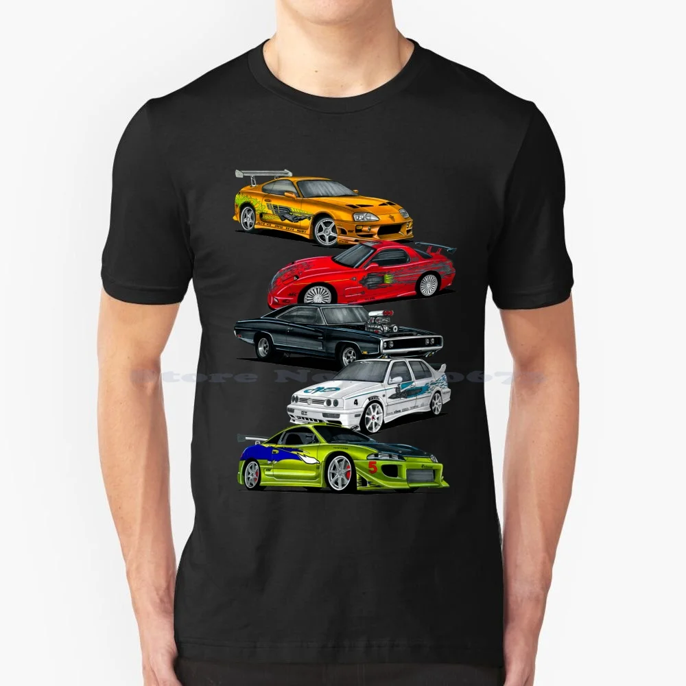 Jdm Legendary Car From Movie. 2gz-Gte A80 , Rx-7 Fd , American Muscle Car R / T , T Shirt 100% Cotton Tee 3000gt Rx7 Fd