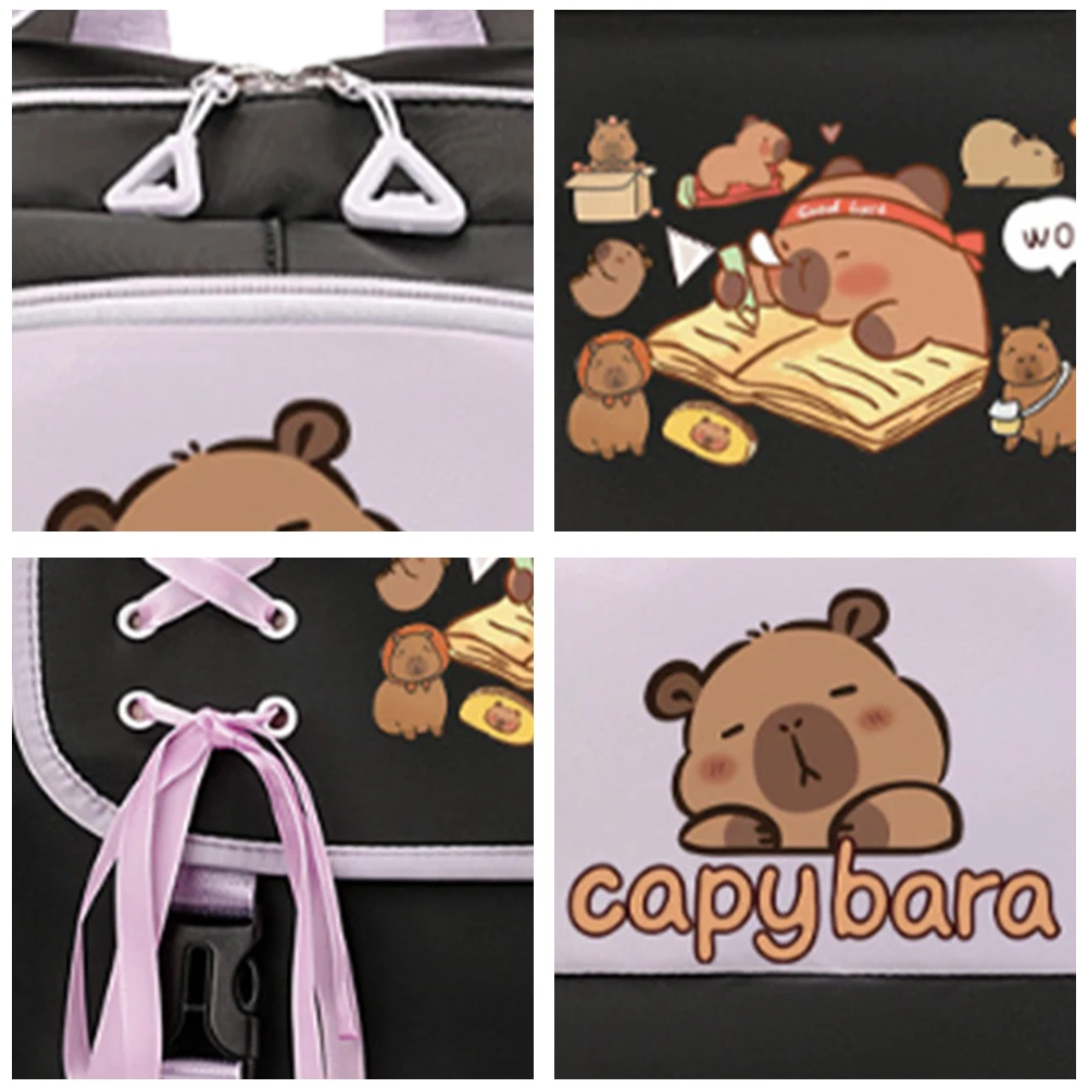 กระเป๋าหนังสือคาปิบาราสายสะพายไหล่ปรับได้กระเป๋าเป้สะพายหลังสาวน่ารักกระเป๋าเป้สะพายหลังการ์ตูนน่ารักสำหรับนักเรียนวัยรุ่น