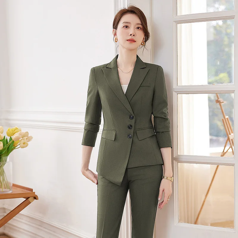 Business Suit Women's High-Grade Fashion Temperament Suit Cover Pants Business Sales Hotel Manager Overalls