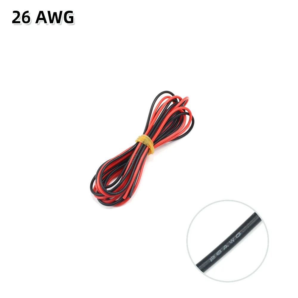 2 meter siliconendraad 8 10 12 14 16 18 20 22AWG hittebestendige zachte siliconen silicagel draadkabel (1 meter rood + 1 meter zwart)