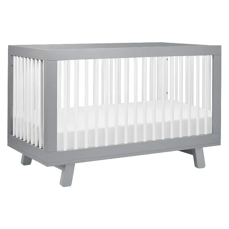 

Babyletto Hudson 3-in-1 Convertible Crib with Toddler Bed Conversion Kit in Grey and White, Greenguard Gold Certified