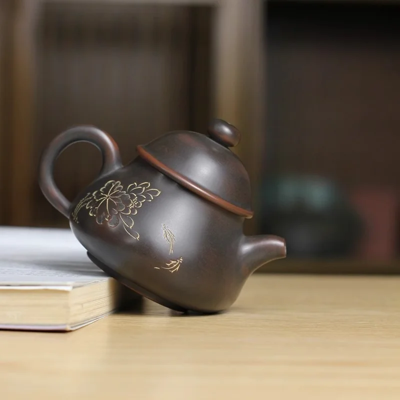 Qinzhou Nixing pottery official hat pot pure handmade raw ore mud Kung Fu tea set bronze household small capacity