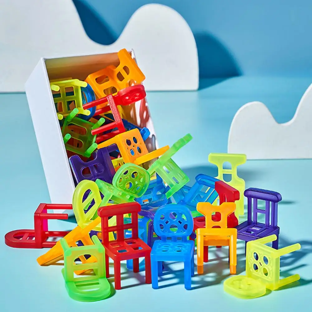 Sedie impilabili in plastica ABS sicura Set di sedie impilabili per bambini Blocchi educativi Giocattolo per incollaggio spaziale genitore-figlio