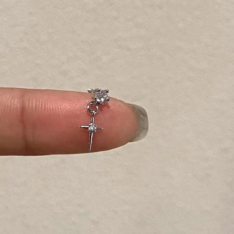 Goth Y2K Cute Sweet Cool Crystal Zircon Cross Star Pendant Earrings For Women Men Punk Grunge Jewelry Accessories