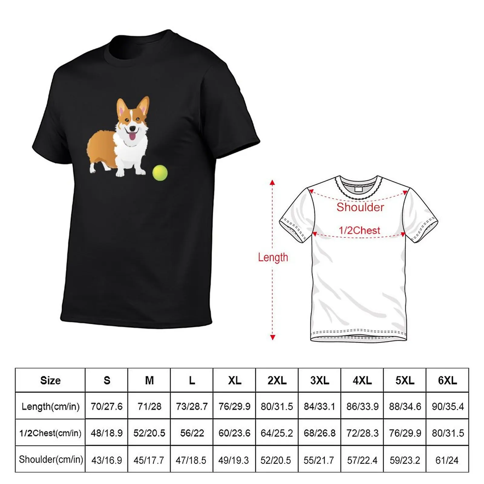 Corgi Dog with a Green Ball T-Shirt korean fashion anime tees t shirts for men