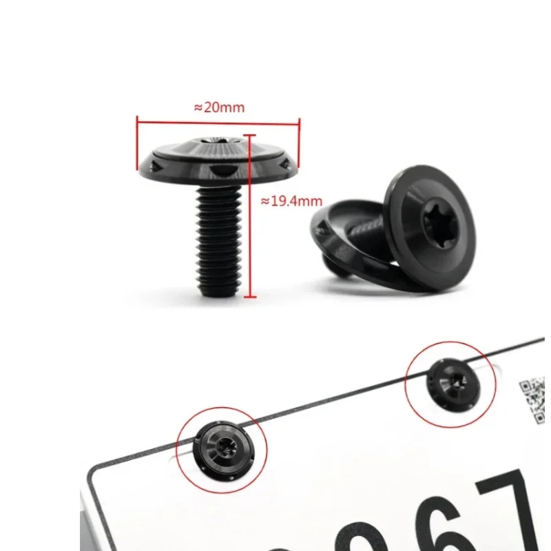 M6 TC4 Titanium Alloy Number Plate Screws Six-Lobe Torx Head Bolts with Washers for Car Motorcycle and EV Modification