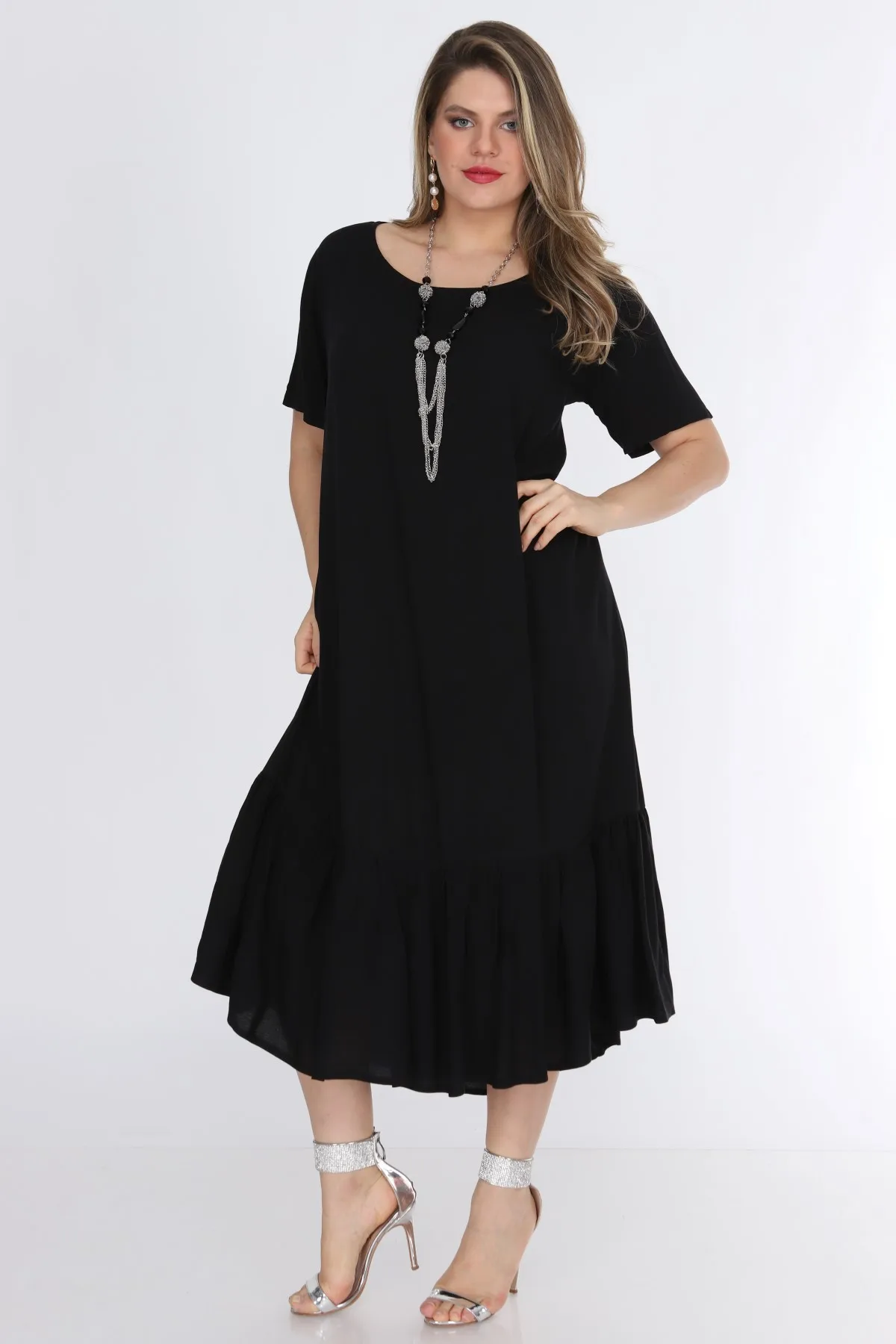 Schık Women 'S Large Size Dress Black 1569