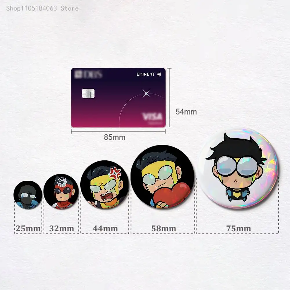 I-InvincibleS Chibis Enamel Pin Tinplate Round Brooch Cosplay Nijigen Otaku Culture Badges 58mm 44mm 32mm 75mm 25mm