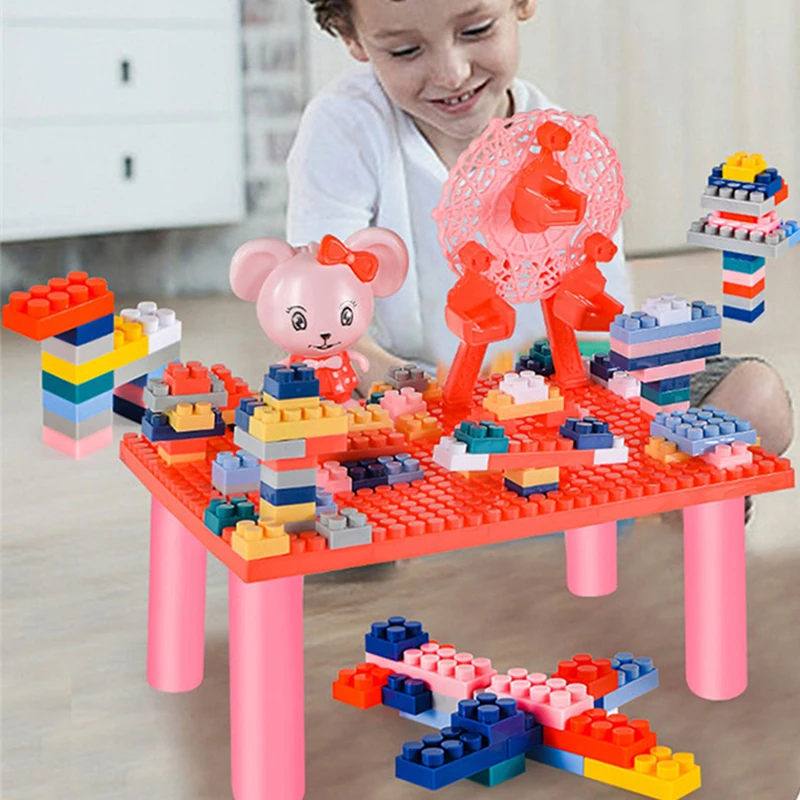 

Multifunctional Building Blocks Table Large Size Block Game Table Compatible Creative Assembly Puzzle Toys Gifts For Children