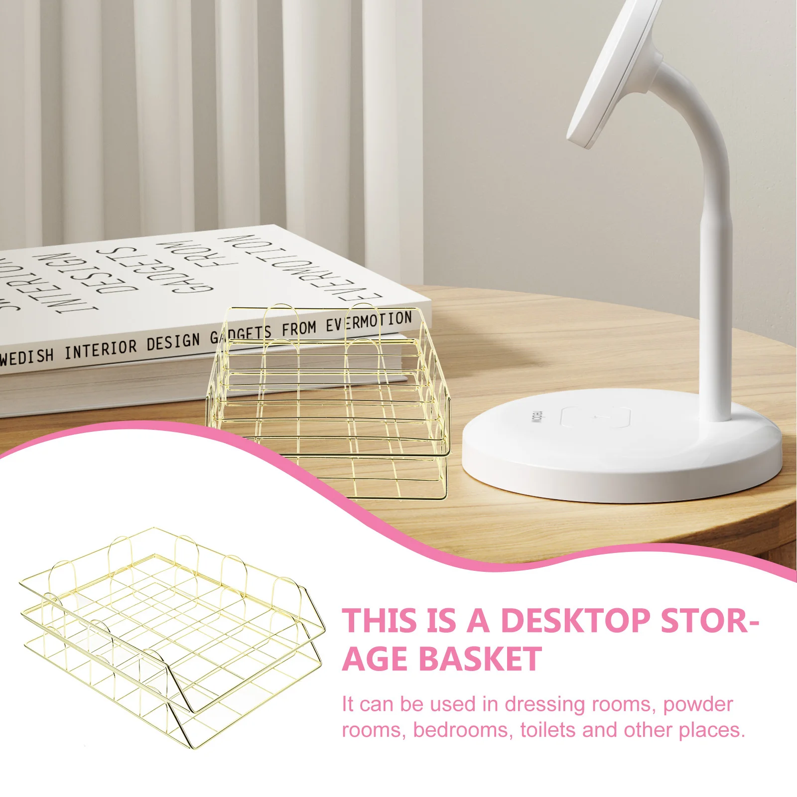 

2Pcs Desktop Storage Basket Metal File Organizer Office Document Holder Makeup Brush Holder for Desk Organization