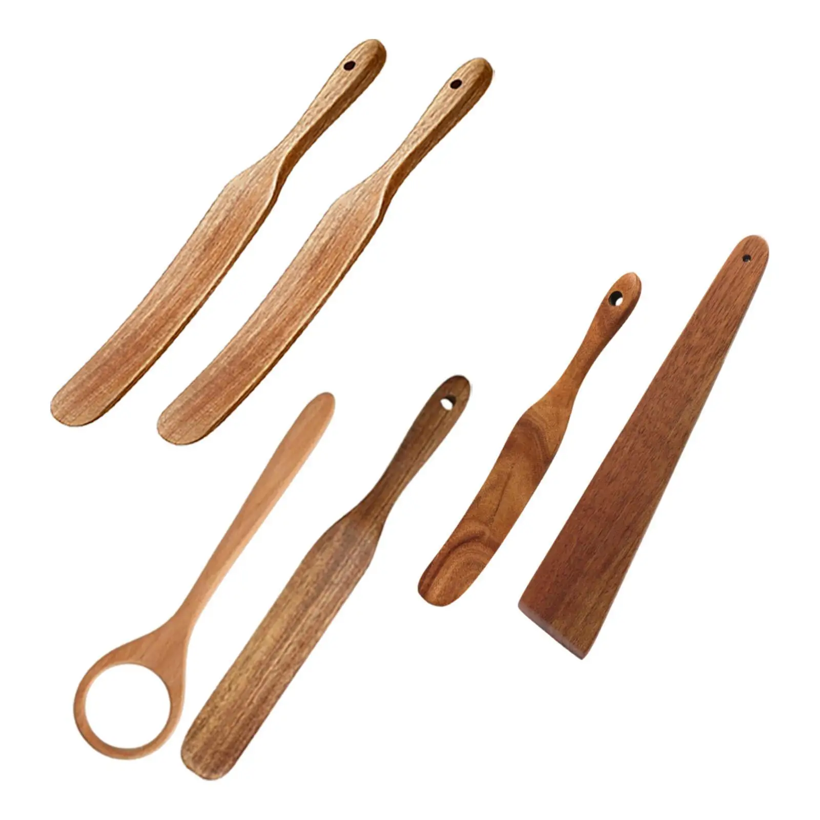 Flat Wooden Turner Dough Whisk Cooking Utensil Wooden Spurtle Kitchen Wood Egg Scraping Tool for Whisking Turning Flipping