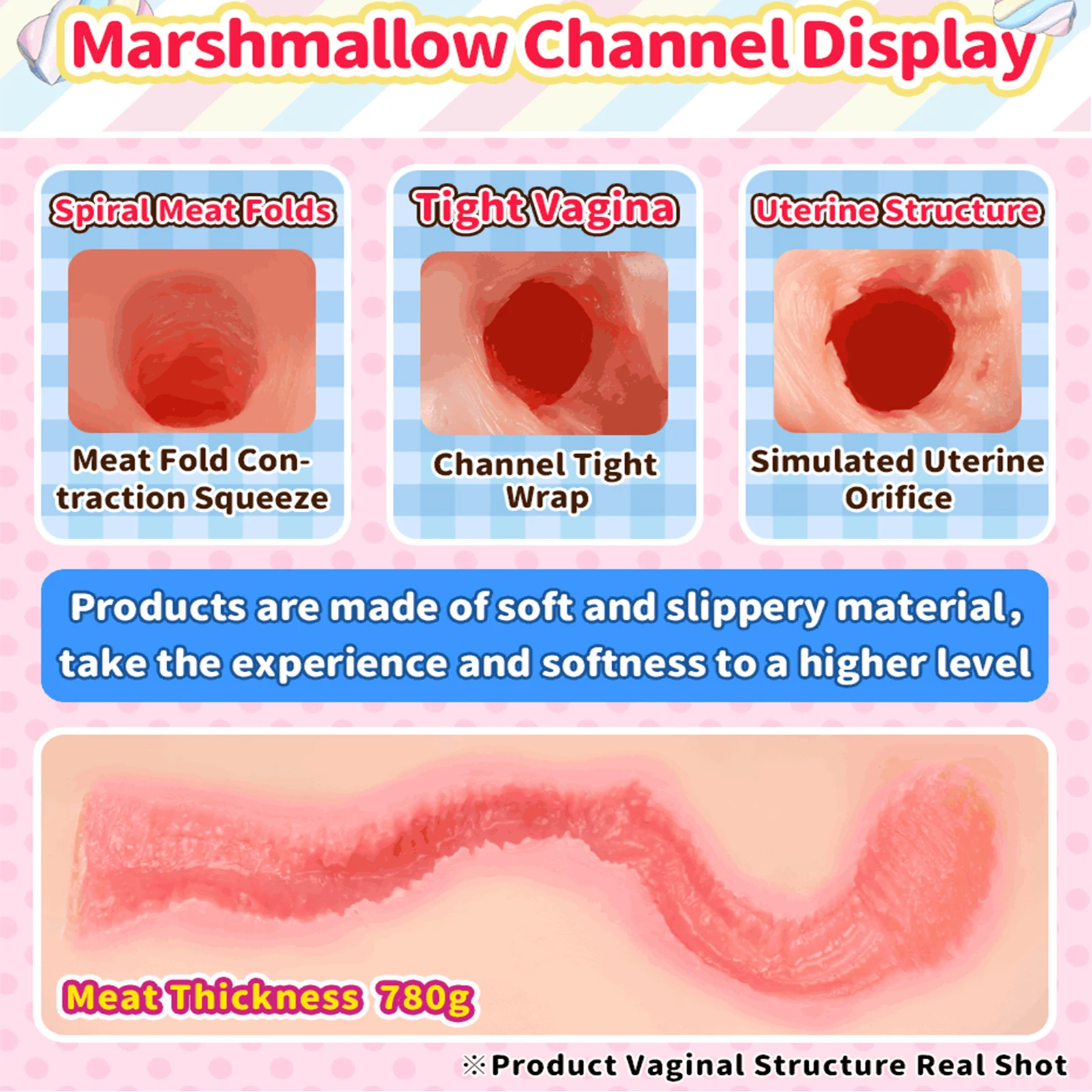 1PCS Marshmallow Soft Vagina Sex Toys For Men Male Masturbator  Pocket Pussy Vacuum Masturbation Toy Realistic Anime Sex Doll - view 4
