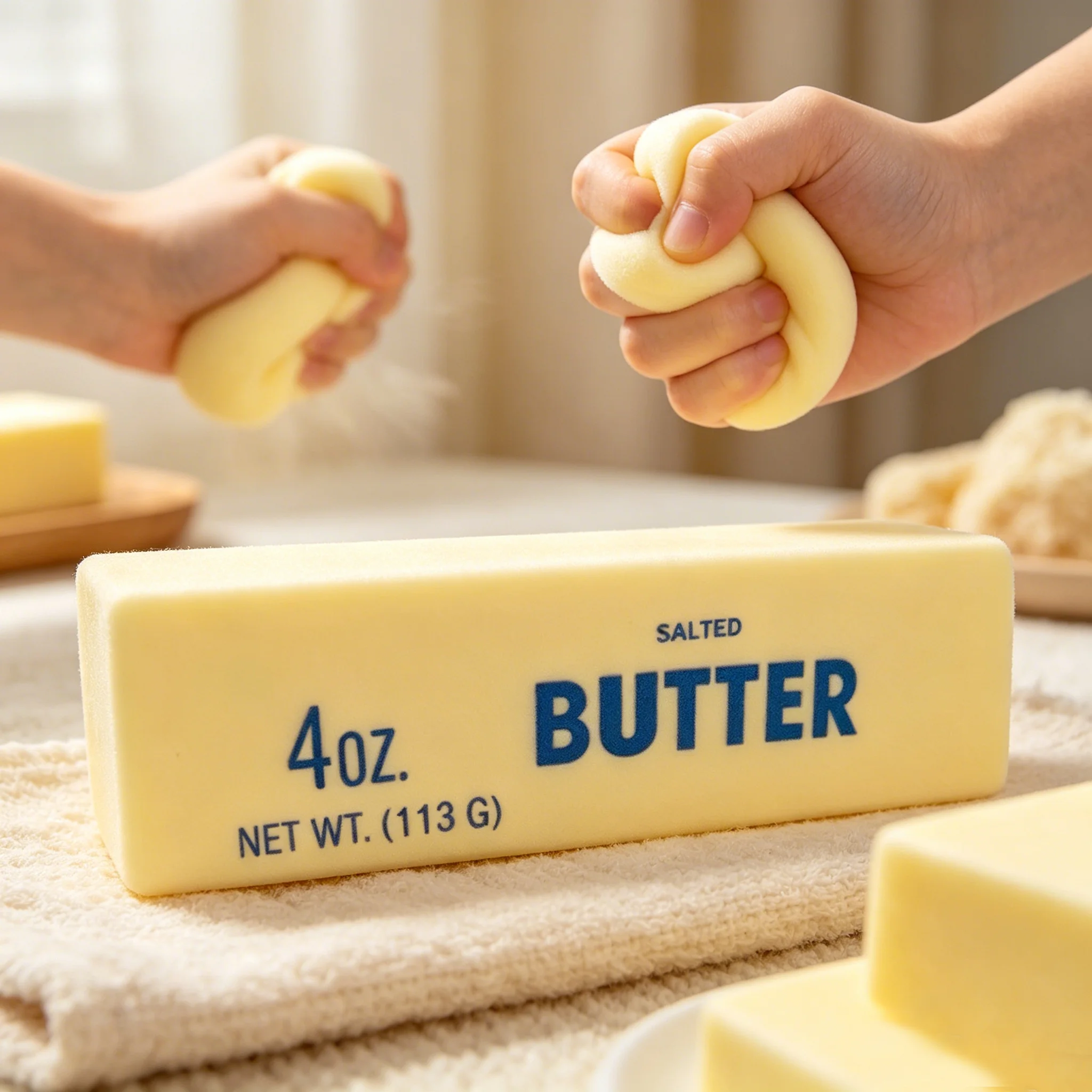 Weicher Langsam Zurückfedernder Butterstab-Quetschspielzeug Realistische Butterstangen Entspannungs-Fidget-Spielzeuge