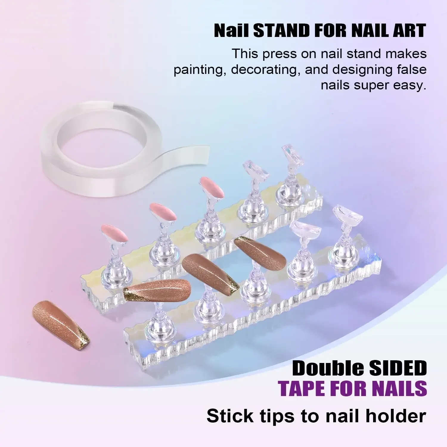 24-teiliges professionelles Nail-Art-Set mit Punktierstift, Liner-Pinsel, magnetischem Nagelständer, Pinzette und Klebeband für den Heim- und Salongebrauch