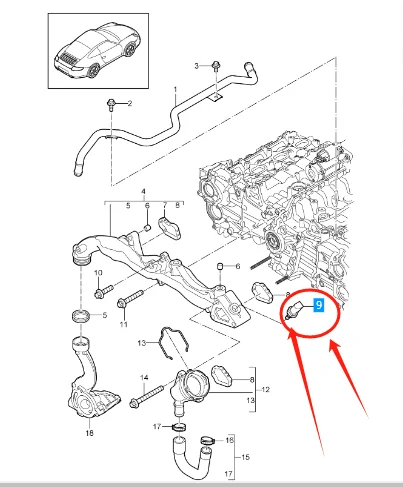 99760642000 Coolant Temperature Sensor for Porsche 911 Boxster Cayenne Cayman 2007-2013