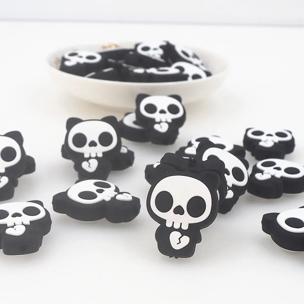 Chenkai 50PCS Halloween Ghost Silicone Focal Beads For Beadable Pen Silicone Charms for Pen Keychain Making Silicone Characters