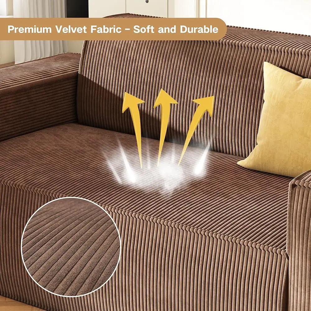 Sofa in a Box Memory Foam Loveseat Lightweight Easy Setup Modern Couch No Assembly Required Comfortable Velvet Upholstery