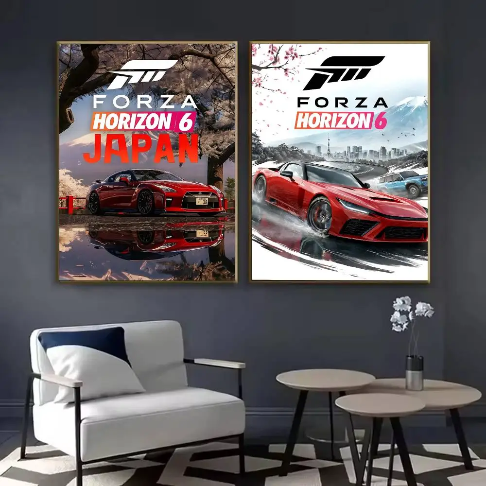 6Forza H-HorizonS Game Poster Waterproof Sticky Wall Art Print For Bedroom Living Room Hallway Bar Home Decor