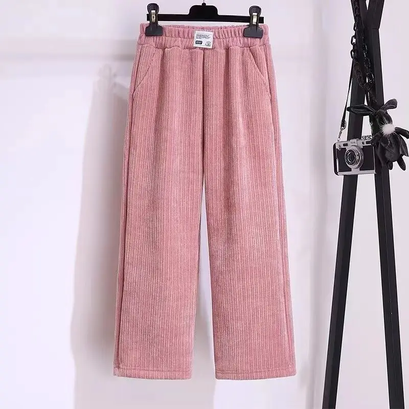 2024 Winter Girls Single Fleece Thick Warm Pant Kids Casual Trousers