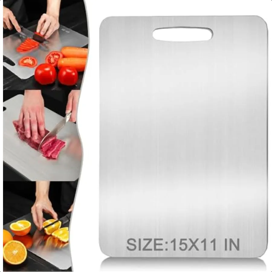 

2025 New Titanium Cutting Board 15 x 11 Large Steel Cutting Boards for Kitchen Stainl Steel Cutting Board Durability Titanium C