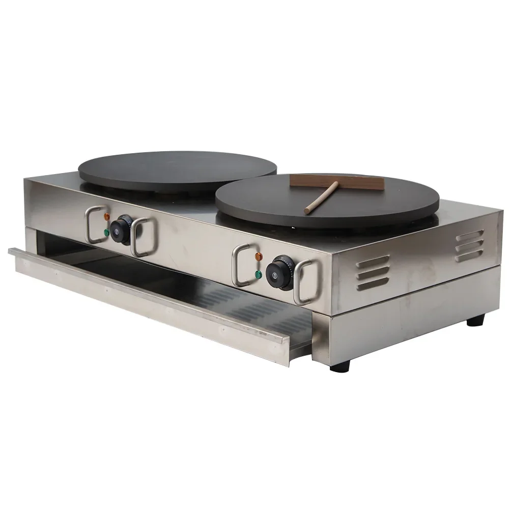 High Efficiency Tabletop LPG Gas 2 Head Gas Crepe Maker Pancake Baker