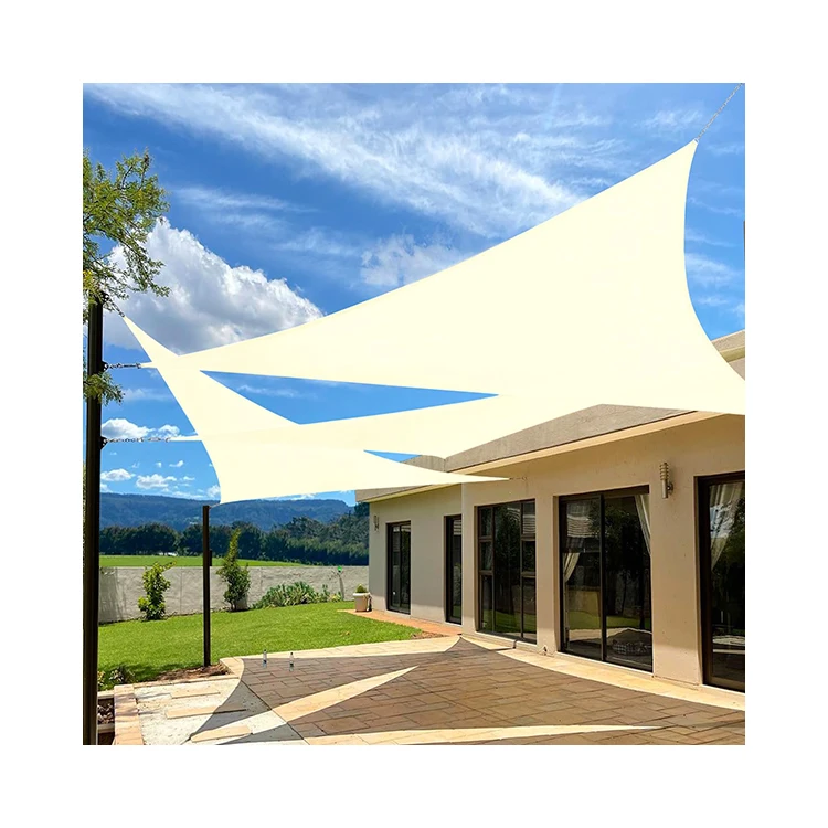 160 180Gsm 185Gsm Beige Color Hdpe Outdoor Patio Roof Triangle Sun Uv Block Shade Shading Cloth Net Awning Sails for Garden