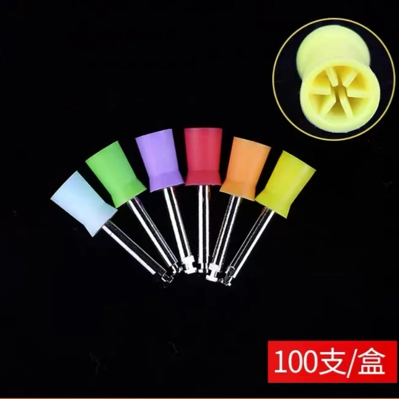 

100pcs Dental Polishing Cup Tooth Polish Colorful Rubber Brush Polisher Prophy for Low Speed Handpiece