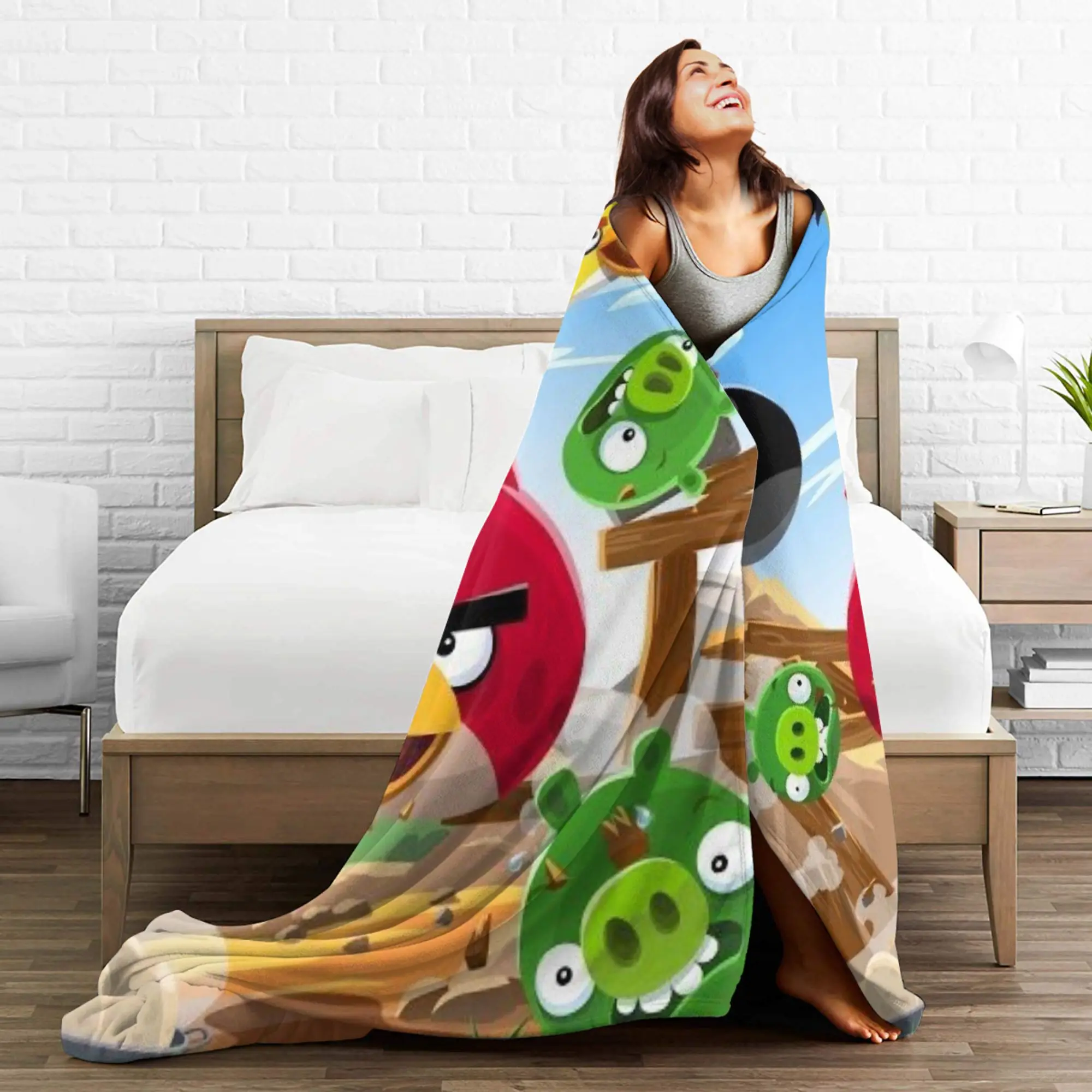 بطانية لعبة الرماية من Angrys-birds بأحجام متعددة، بطانيات مريحة وخفيفة الوزن لأريكة الأريكة والسرير #6