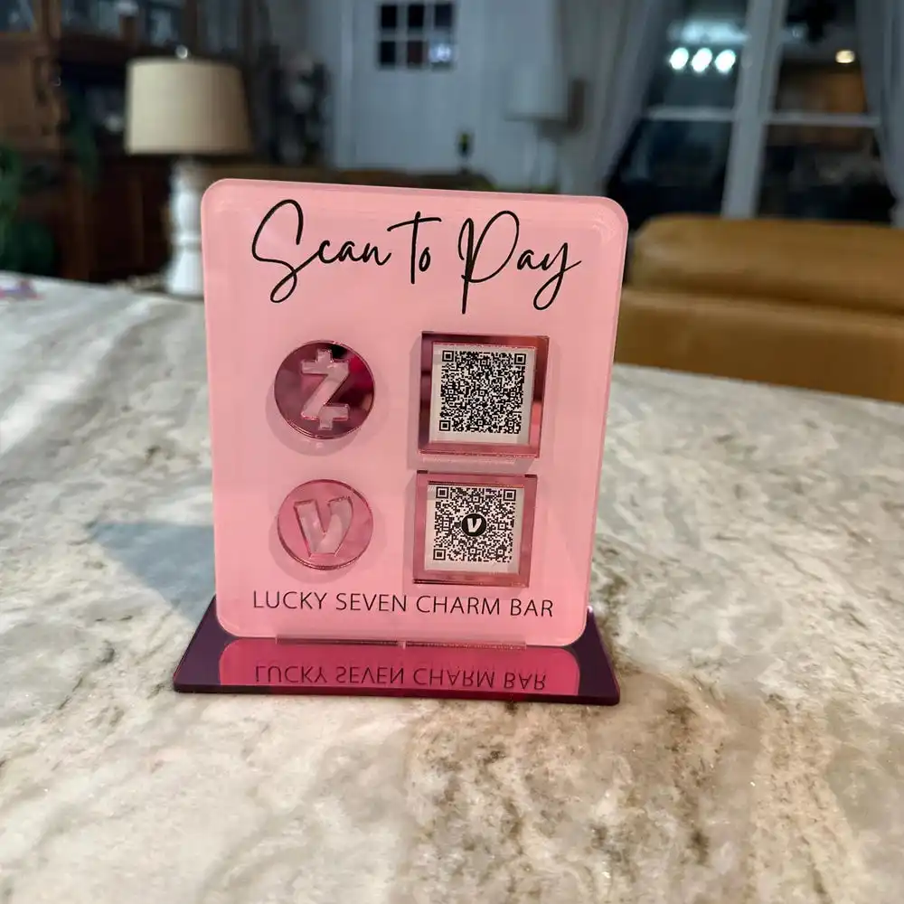 Personalized Acrylic QR Code Desktop Display Stand Suitable For Retail Stores For Shop Front Counter Promotion And Customer