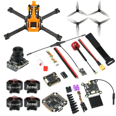 Angel35 3.5inch Freestyle FPV Drone Kit 1505 3450KV Motor F411 FC&40A ESC Caddx Ant 1200TVL Camera 5.8g 25-1000kw Adjustable VTX