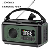 12000mAh Emergency Radio AM/FM/NOAA Portable Weather Radio Solar Hand Crank Radio Flashlight SOS Alarm Power Bank Reading Lamp