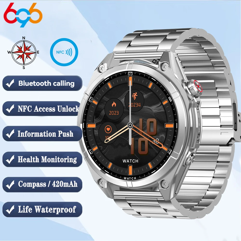 

Compass Flashlight Outdoor Smartwatch Men Women Blue Tooth Call Smart Watch NFC Sports Heart Rate Health Monitor Map Navigation